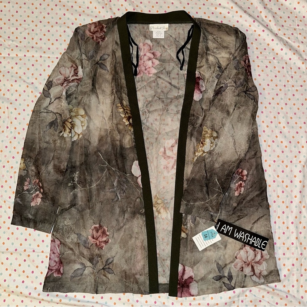 Pride & Joy Floral Botanical Cardigan - Women’s 16 NWT Semi Sheer
